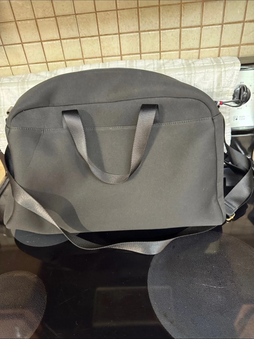 Tommy Hilfiger Black Logo-Trim Duffel Bag